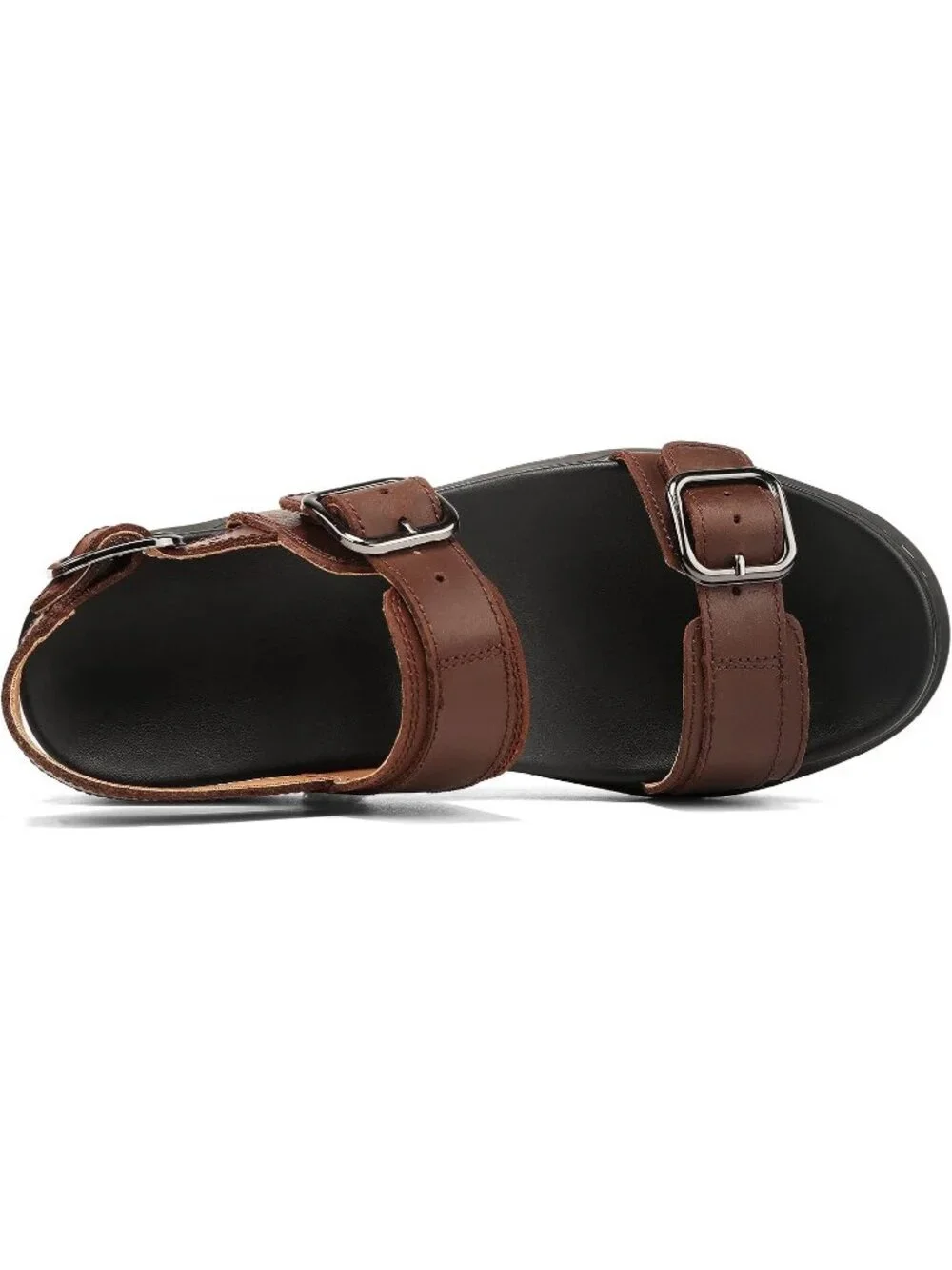 Women's Brown Adjustable Double Strap Cute Chunky Footbed Platform Sandal Shoes